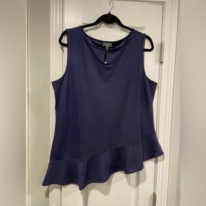 NWT The Limited Size L Navy Blue Asymmetrical Beaded Hem Keyhole Rhinestone Top